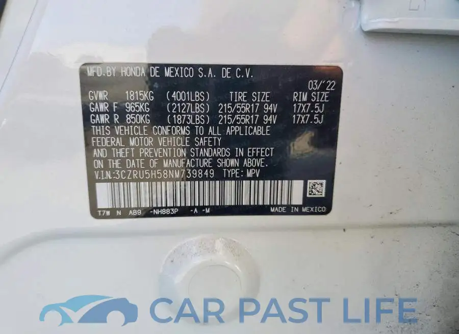 3CZRU5H58NM739849# 14