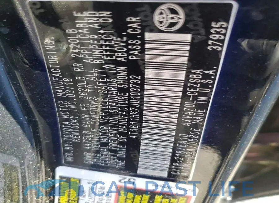 4T1B11HK7JU103732# 12