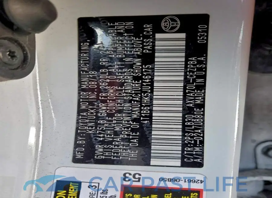 4T1B61HK5JU146175# 12