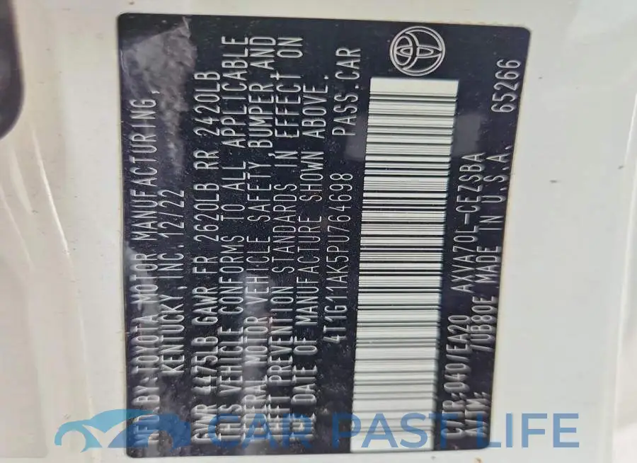 4T1G11AK5PU764698# 13