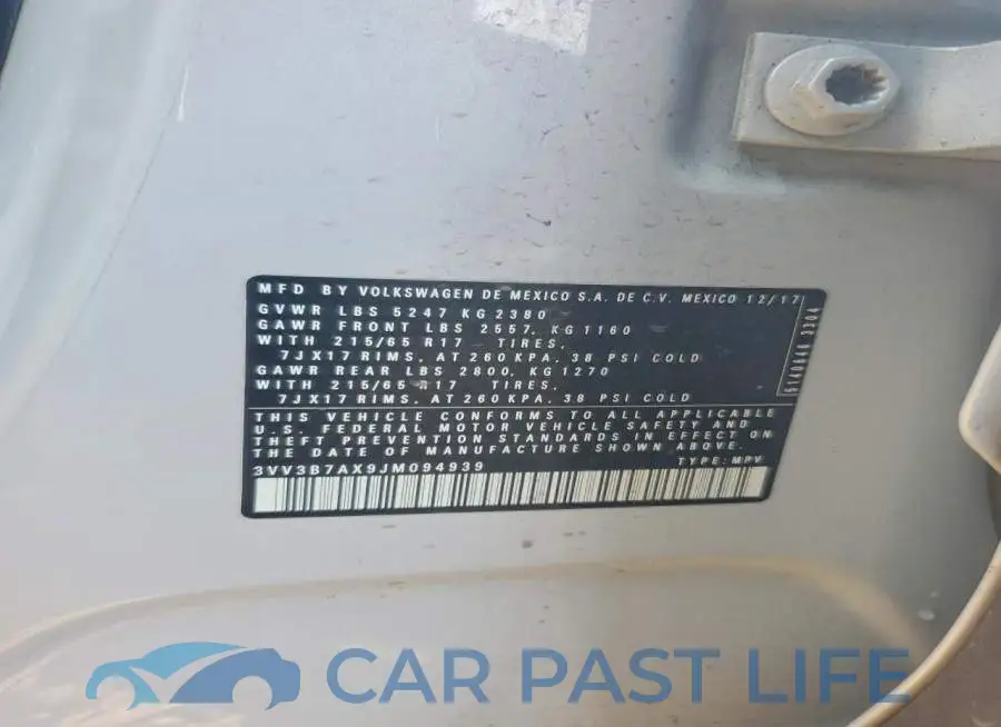 3VV3B7AX9JM094939# 14