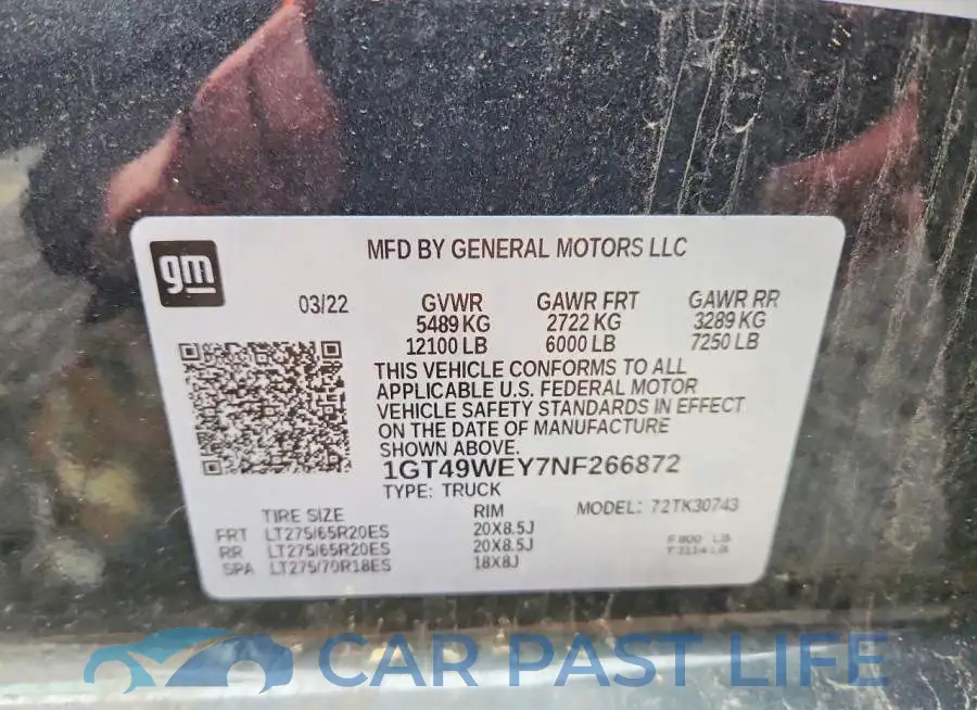 1GT49WEY7NF266872# 12