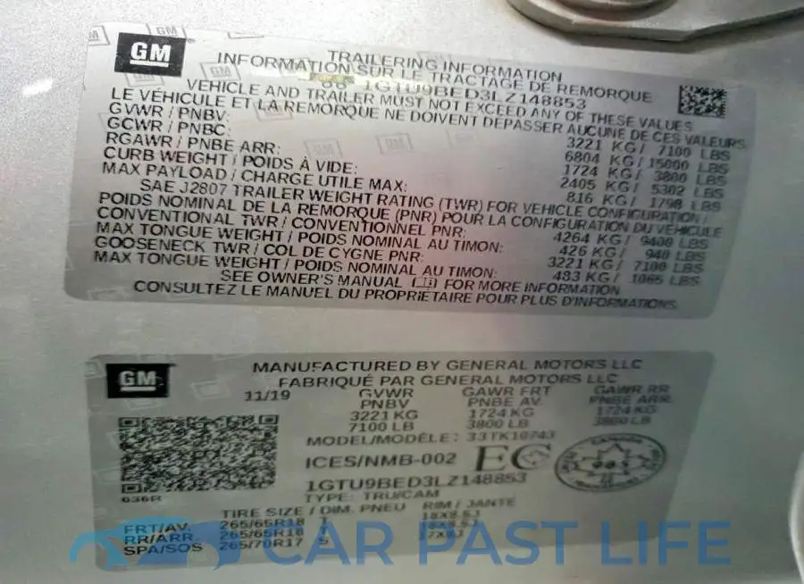 1GTU9BED3LZ148853# 12