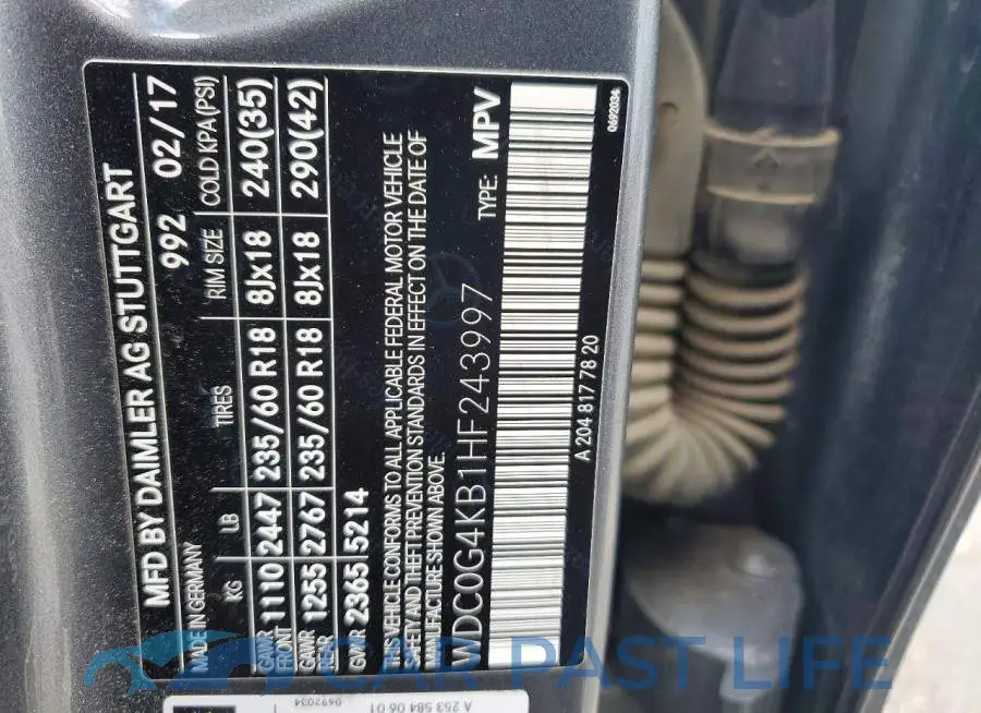 WDC0G4KB1HF243997# 14