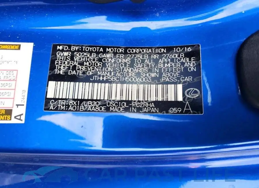 JTHHP5BC1H5006003# 12