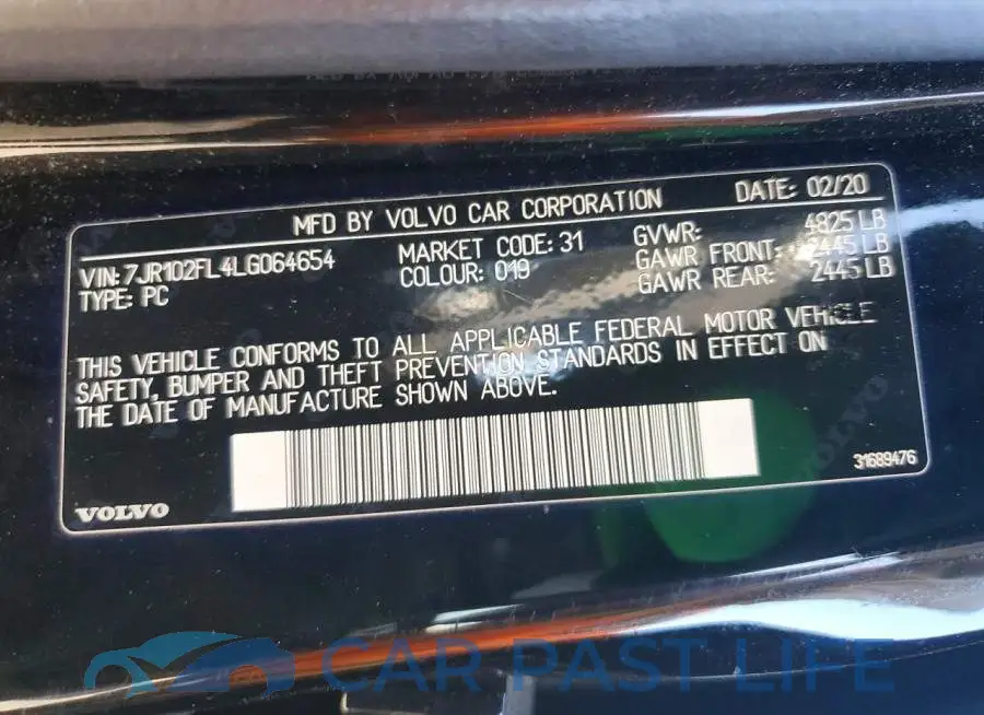 7JR102FL4LG064654# 12