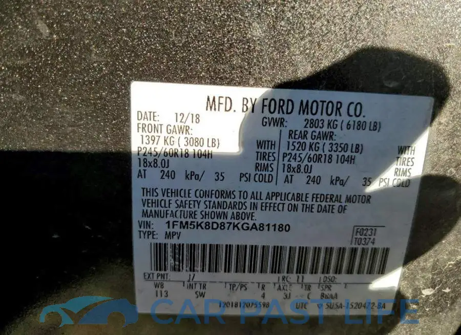 1FM5K8D87KGA81180# 14