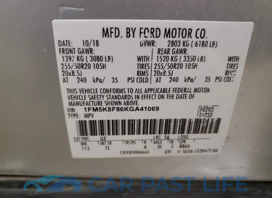 1FM5K8F86KGA41069# 13