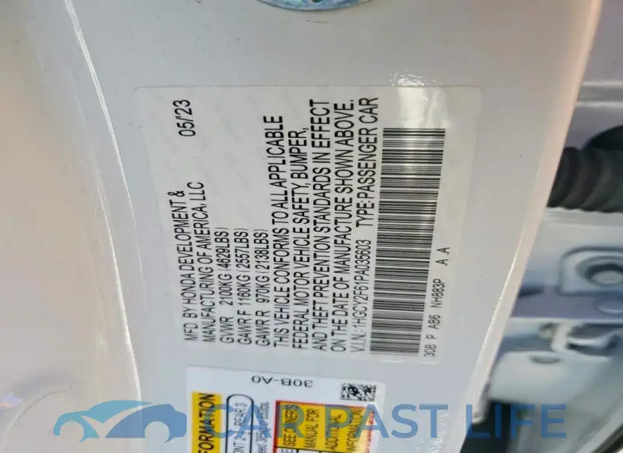 1HGCY2F61PA035603# 12