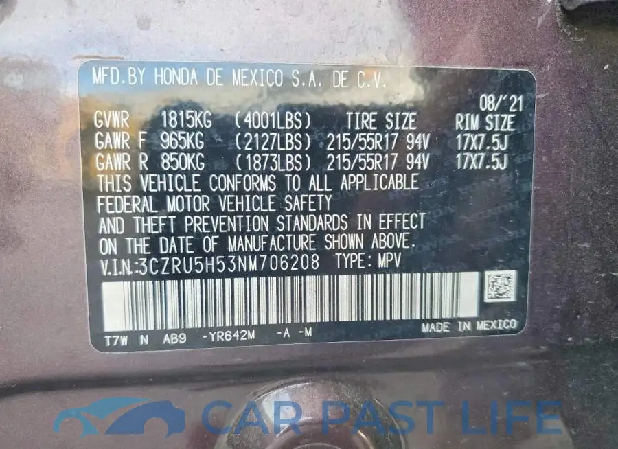 3CZRU5H53NM706208# 13