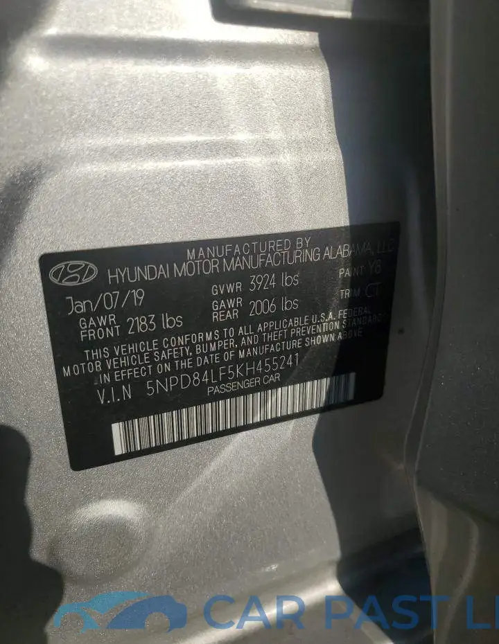 5NPD84LF5KH455241# 12