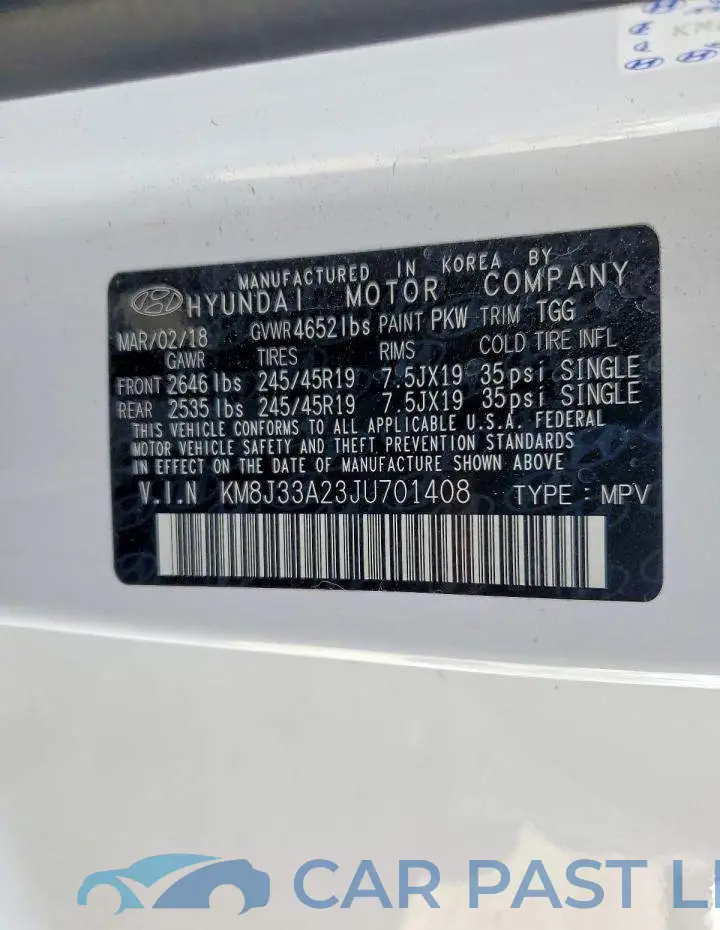 KM8J33A23JU701408# 12