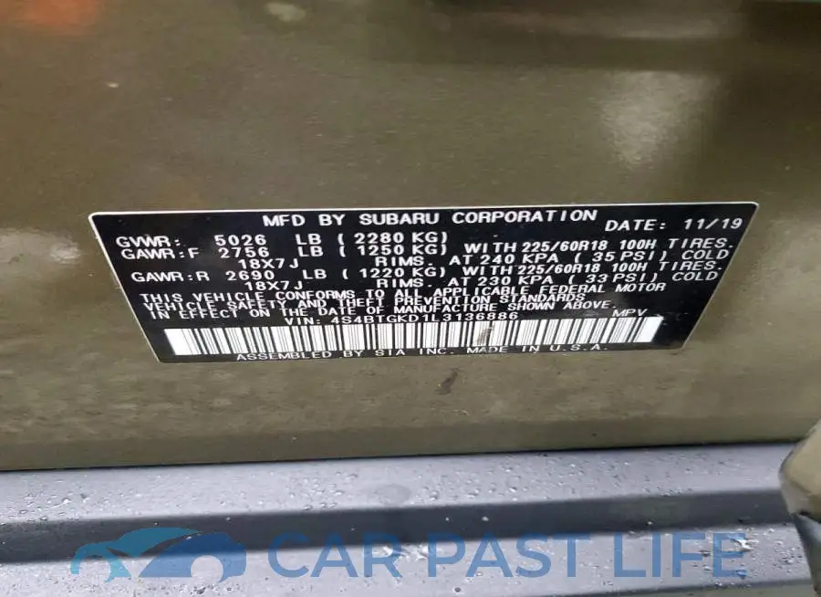 4S4BTGKD1L3136886# 13