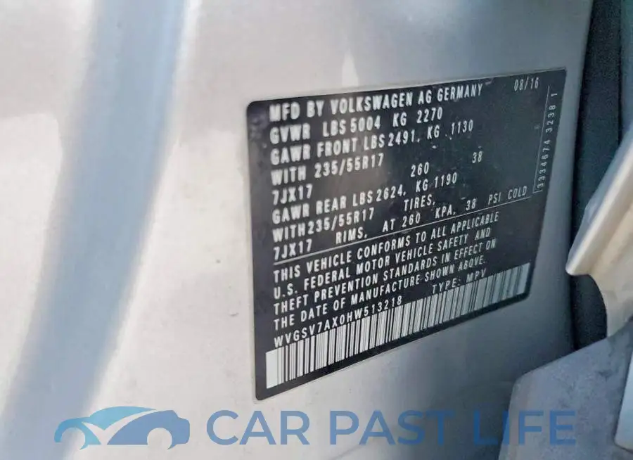 WVGSV7AX0HW513218# 12