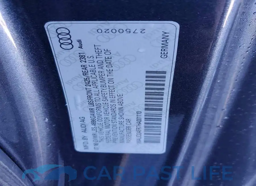 WAUD2AFR7HA001110# 12