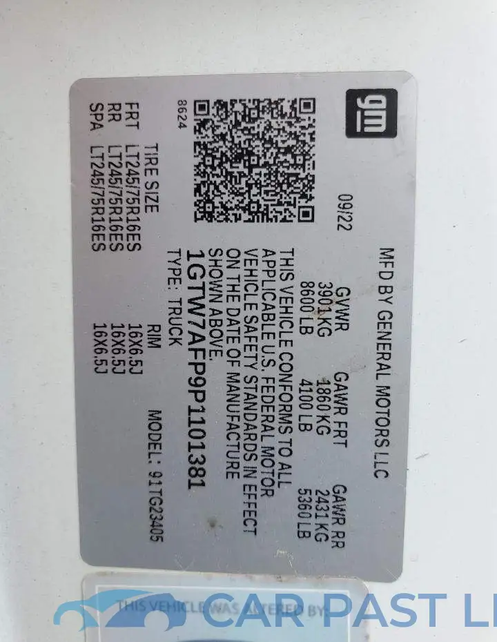 1GTW7AFP9P1101381# 13