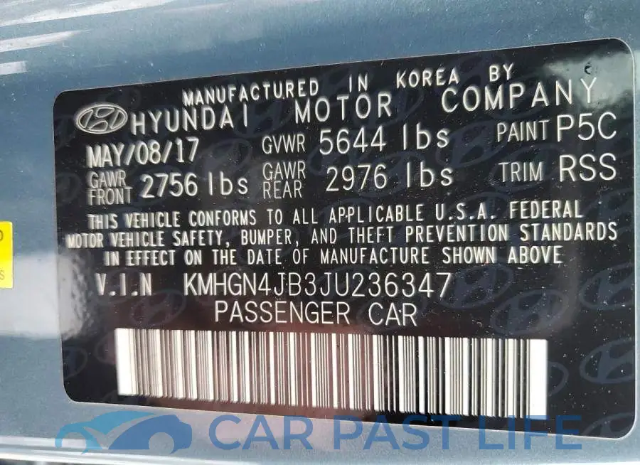 KMHGN4JB3JU236347# 12