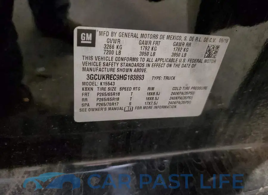 3GCUKREC9HG183893# 12