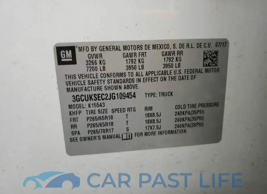 3GCUKSEC2JG109454# 12