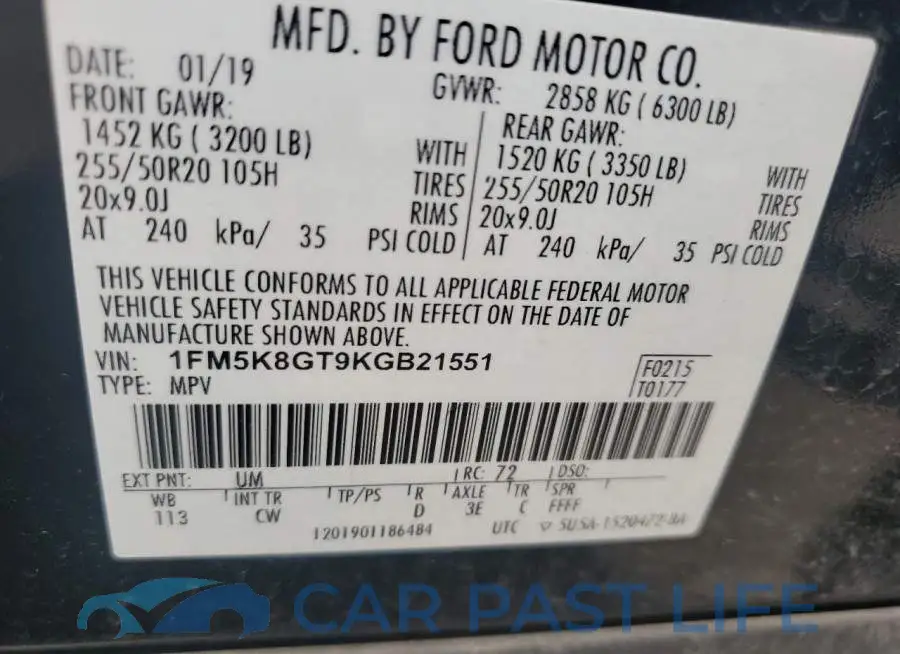 1FM5K8GT9KGB21551# 13