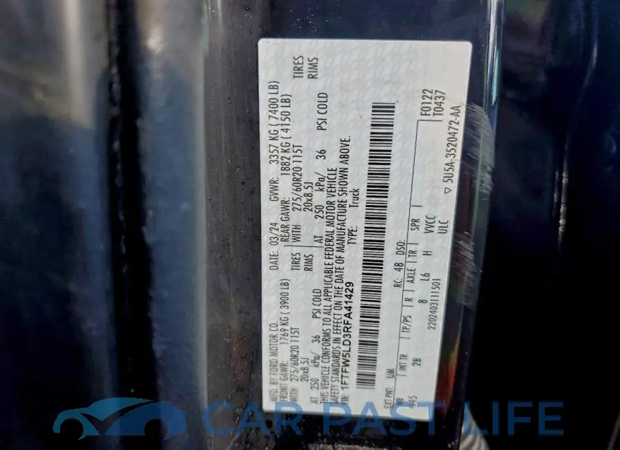 1FTFW5LD3RFA41429# 12
