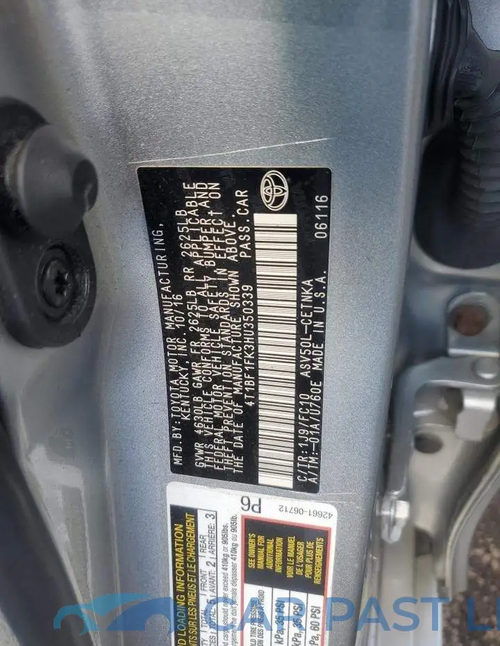 4T1BF1FK3HU350339# 13