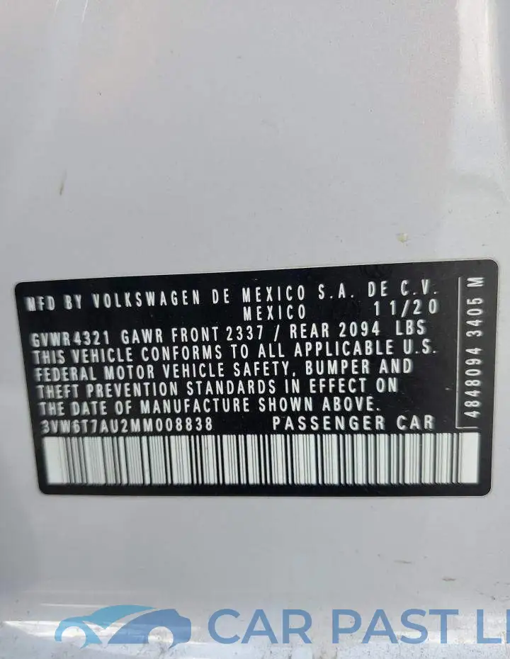 3VW6T7AU2MM008838# 12