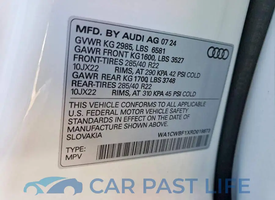 WA1CWBF1XRD019873# 13
