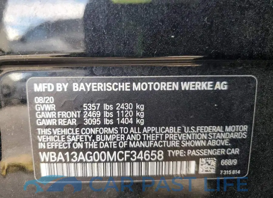 WBA13AG00MCF34658# 12