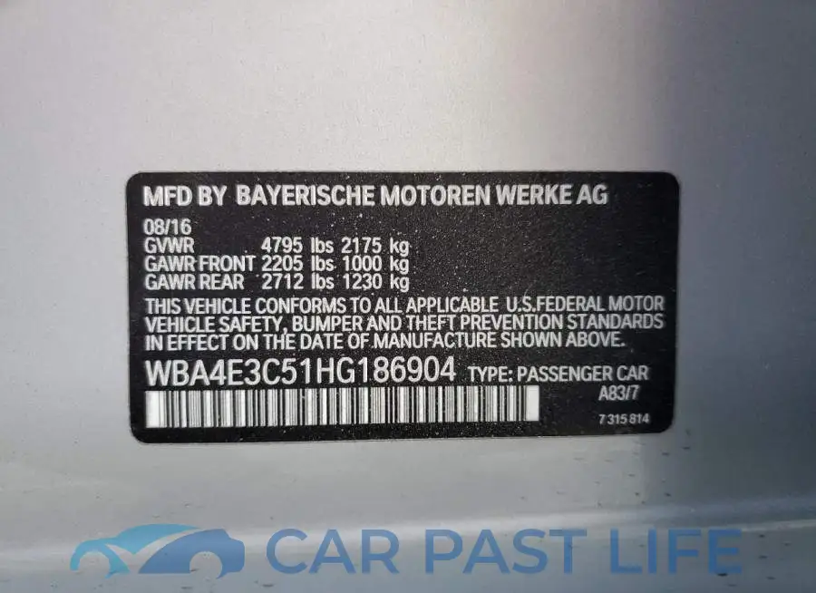 WBA4E3C51HG186904# 13