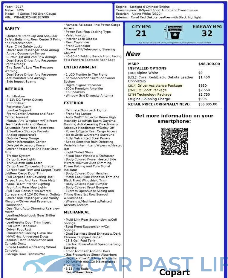 WBA4E3C54HG187089# 10