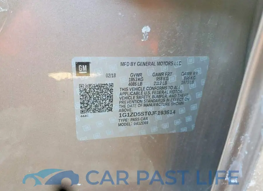 1G1ZD5ST0JF193614# 12