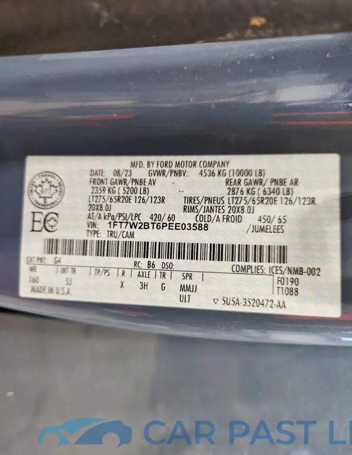 1FT7W2BT6PEE03588# 12