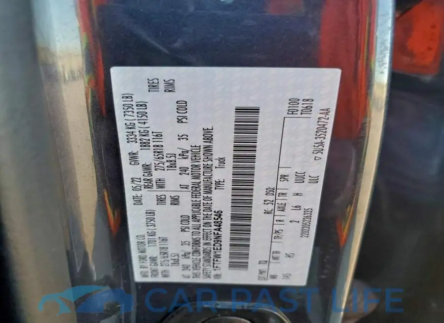 1FTFW1ED9NFA48546# 12