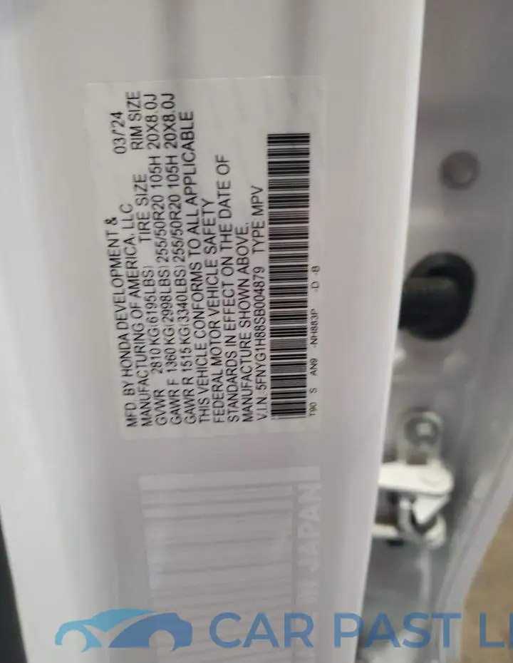 5FNYG1H88SB004879# 12
