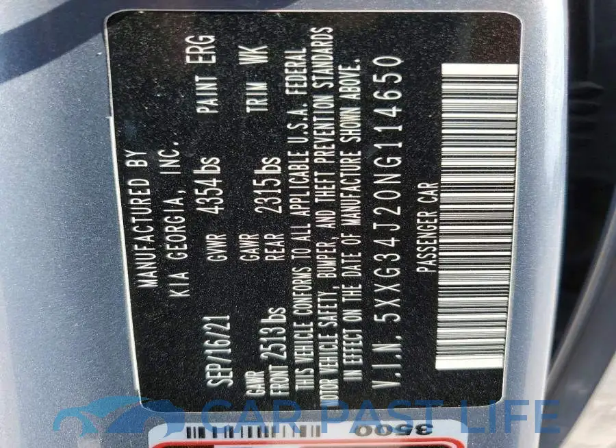 5XXG34J20NG114650# 12