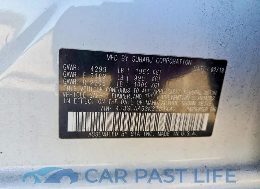 4S3GTAA63K3731442# 12