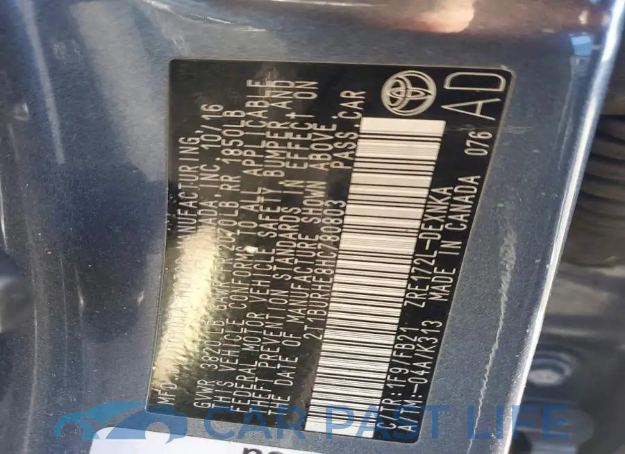 2T1BURHE8HC780803# 12
