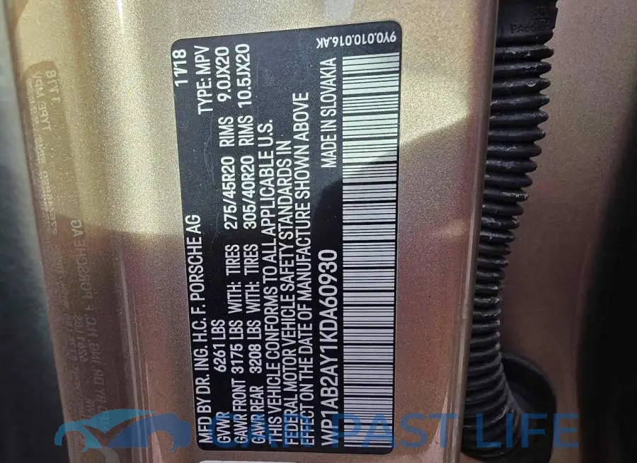 WP1AB2AY1KDA60930# 10