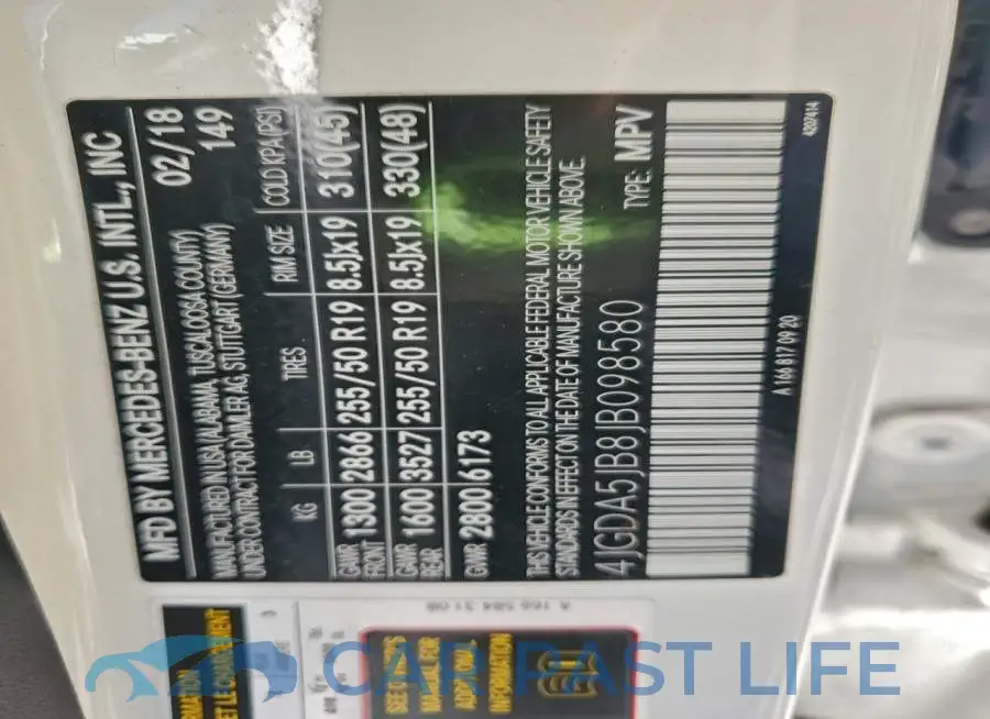 4JGDA5JB8JB098580# 13