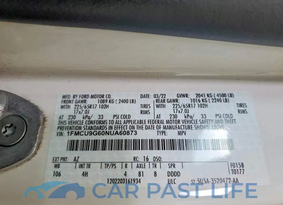 1FMCU9G60NUA60873# 13