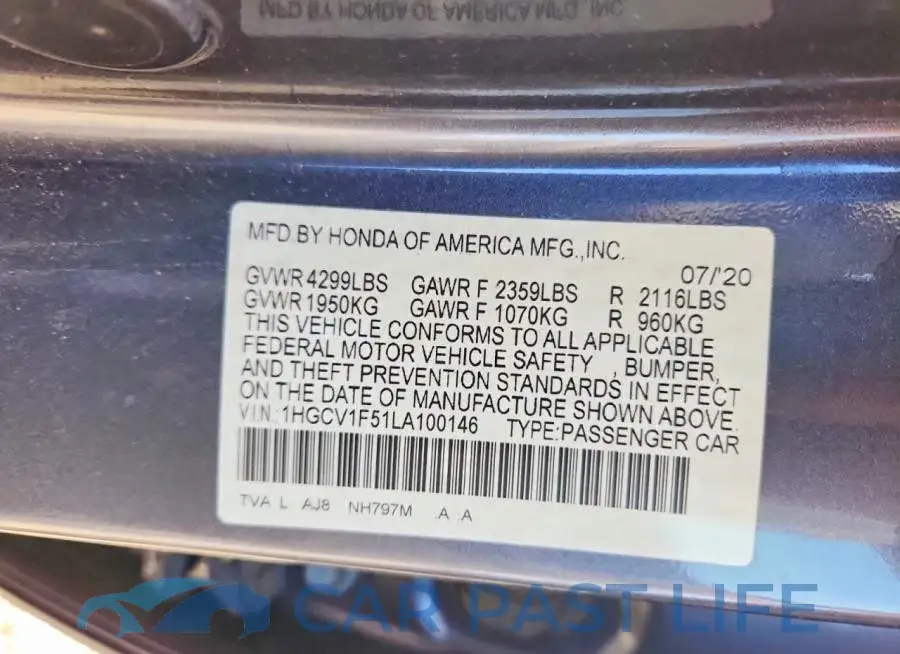 1HGCV1F51LA100146# 12