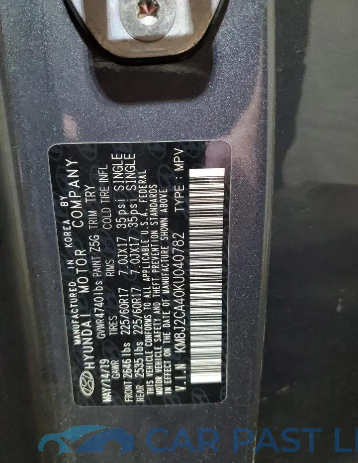 KM8J2CA40KU040782# 13