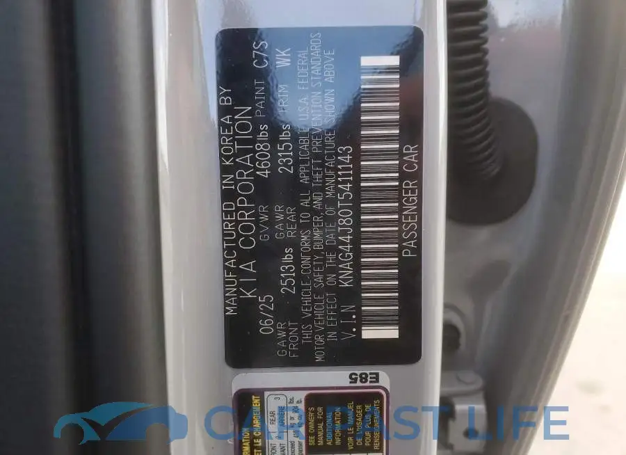 KNAG44J80T5411143# 12