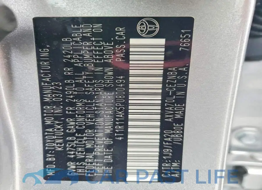 4T1R11AK5PU800494# 12