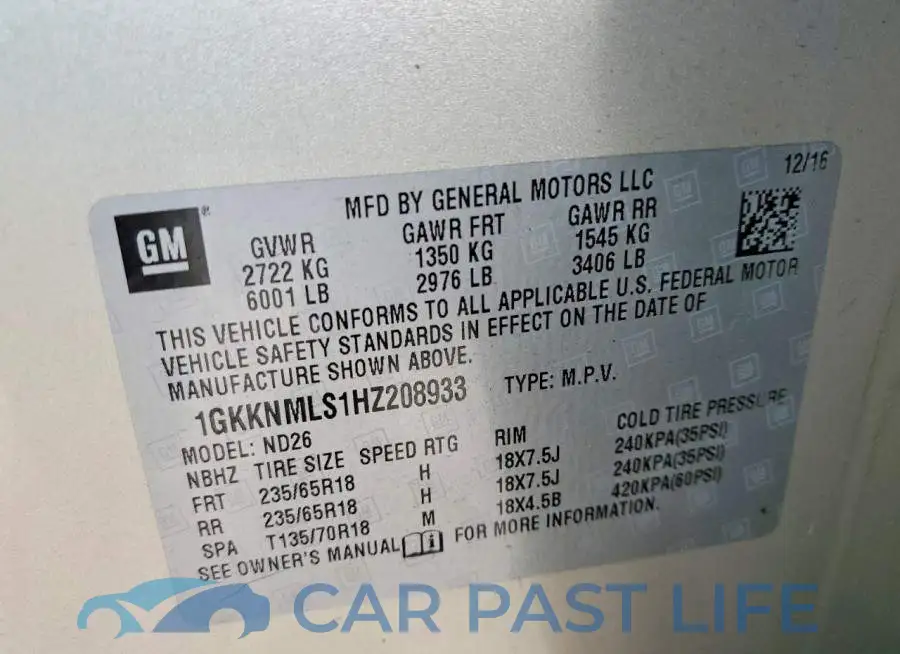 1GKKNMLS1HZ208933# 13