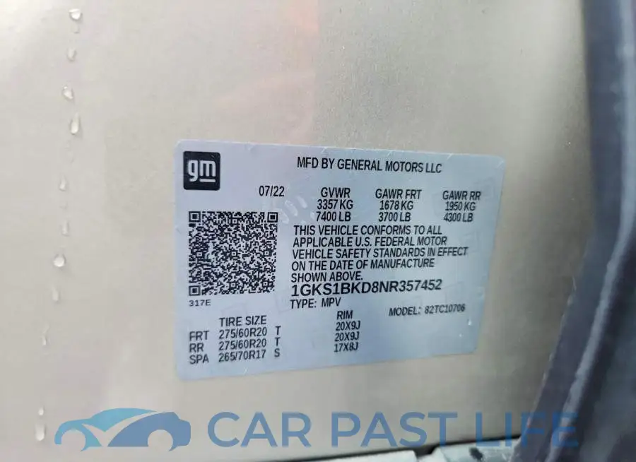 1GKS1BKD8NR357452# 12