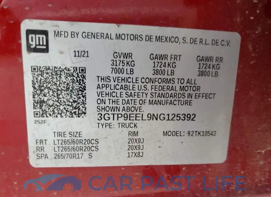3GTP9EEL9NG125392# 12