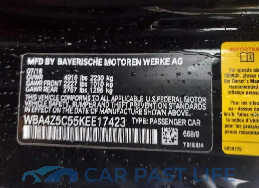 WBA4Z5C55KEE17423# 12