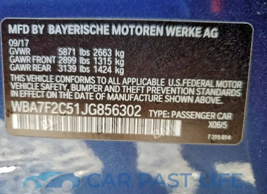 WBA7F2C51JG856302# 13